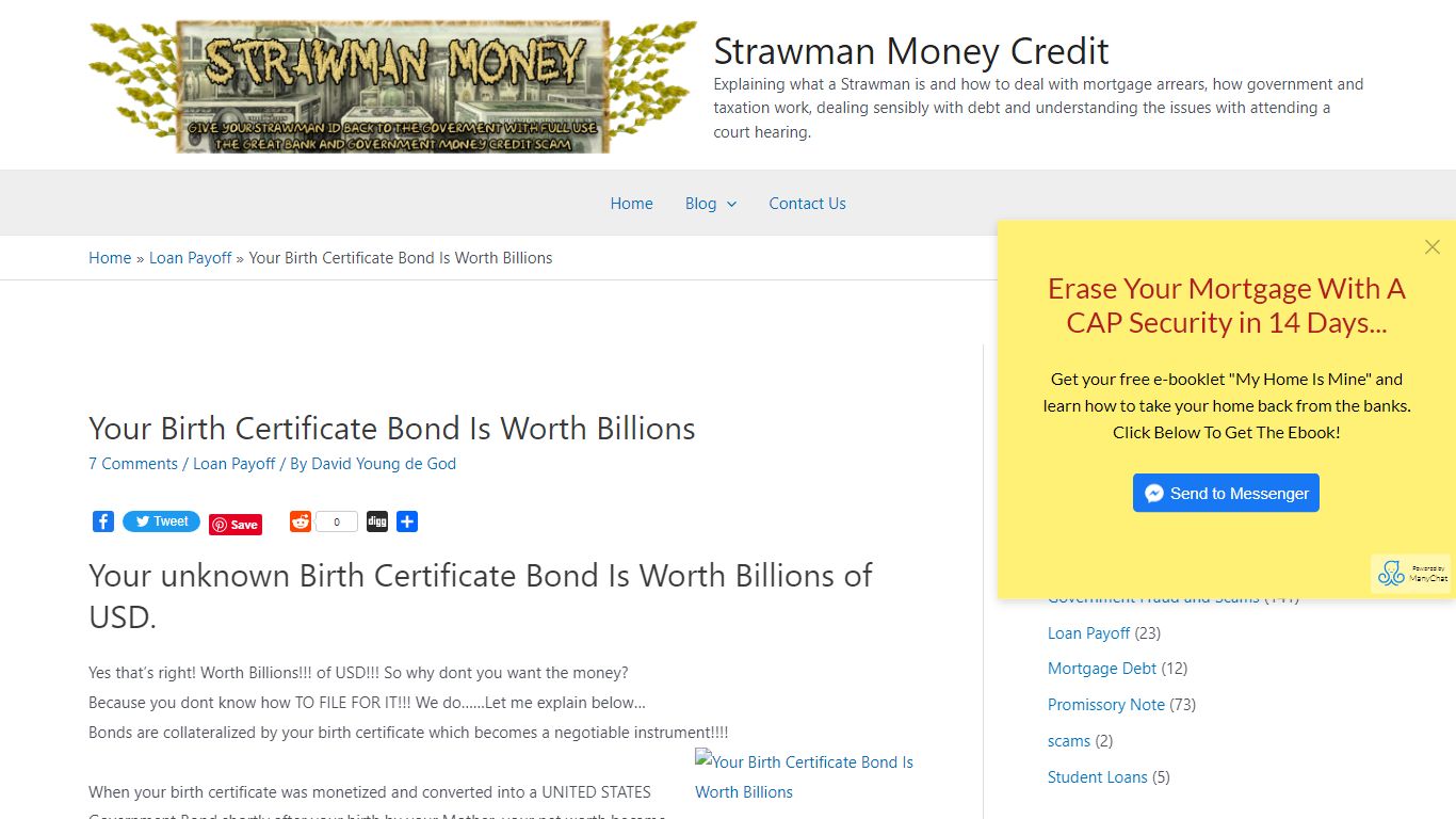 Your Birth Certificate Bond Is Worth Billions - Strawman Money Credit